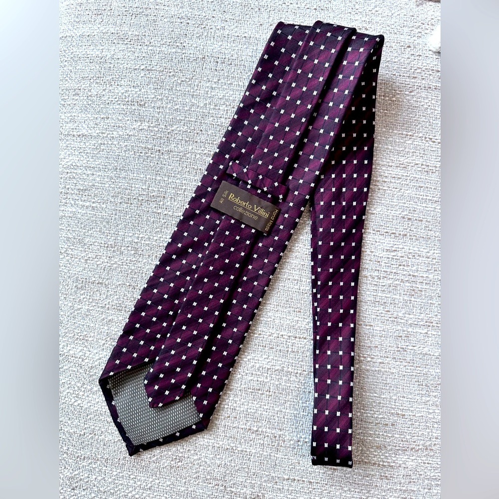 🖤 All Silk hand made Roberto Villini tie color: maroon and black excellent .